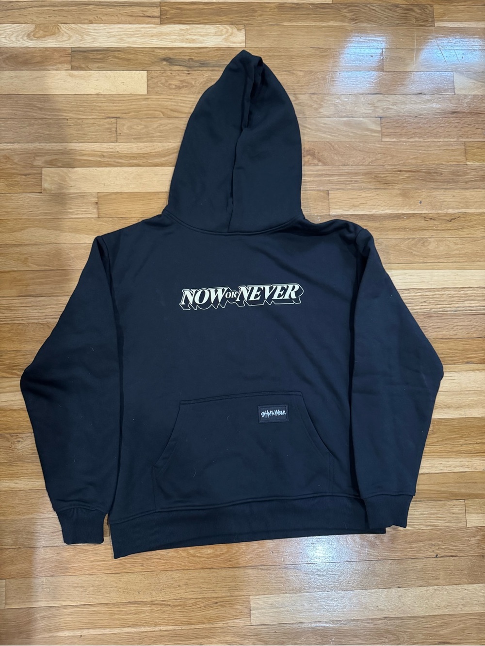 Now or Never Men's Black Hoodie - Logo Pullover